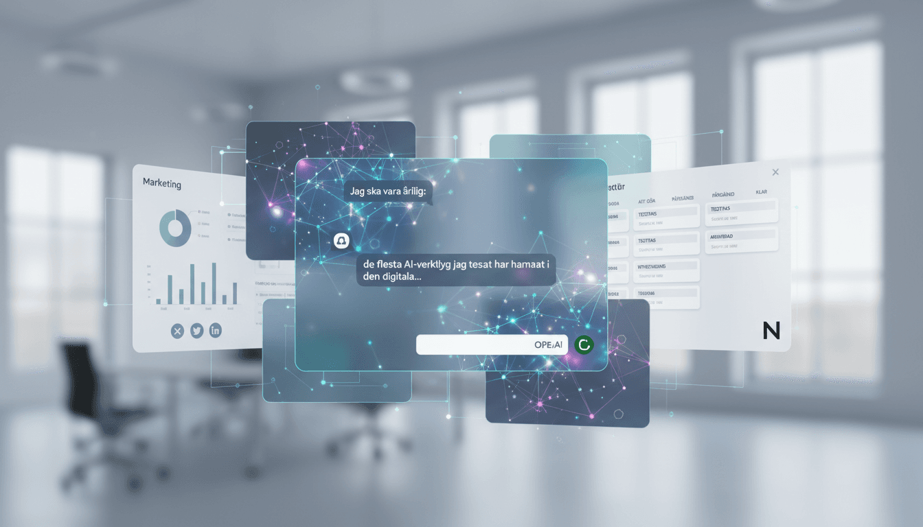 Samling produktivitetsverktyg: Otter.ai, Notion AI och Grammarly
