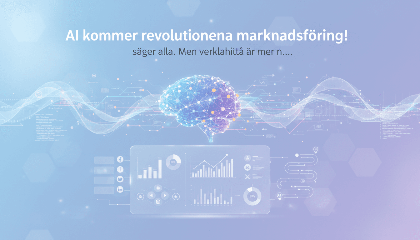 Marknadsföringsdiagram med AI-möjligheter och varningsflaggor