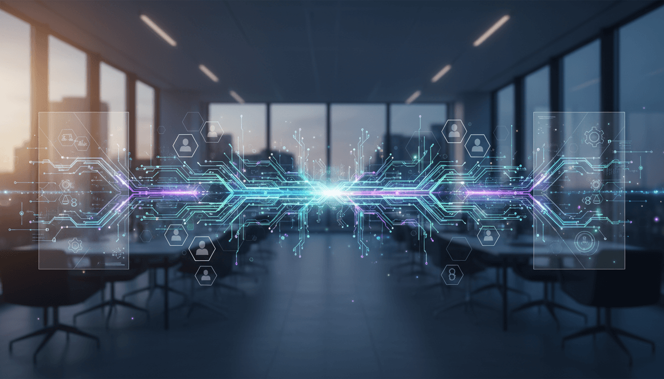 Illustration som visar AI och automation i modern affärsmiljö