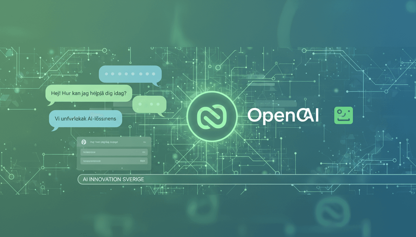 ChatGPT-logotyp och svensk flagga symboliserar AI-lanseringens inverkan på svenska företag