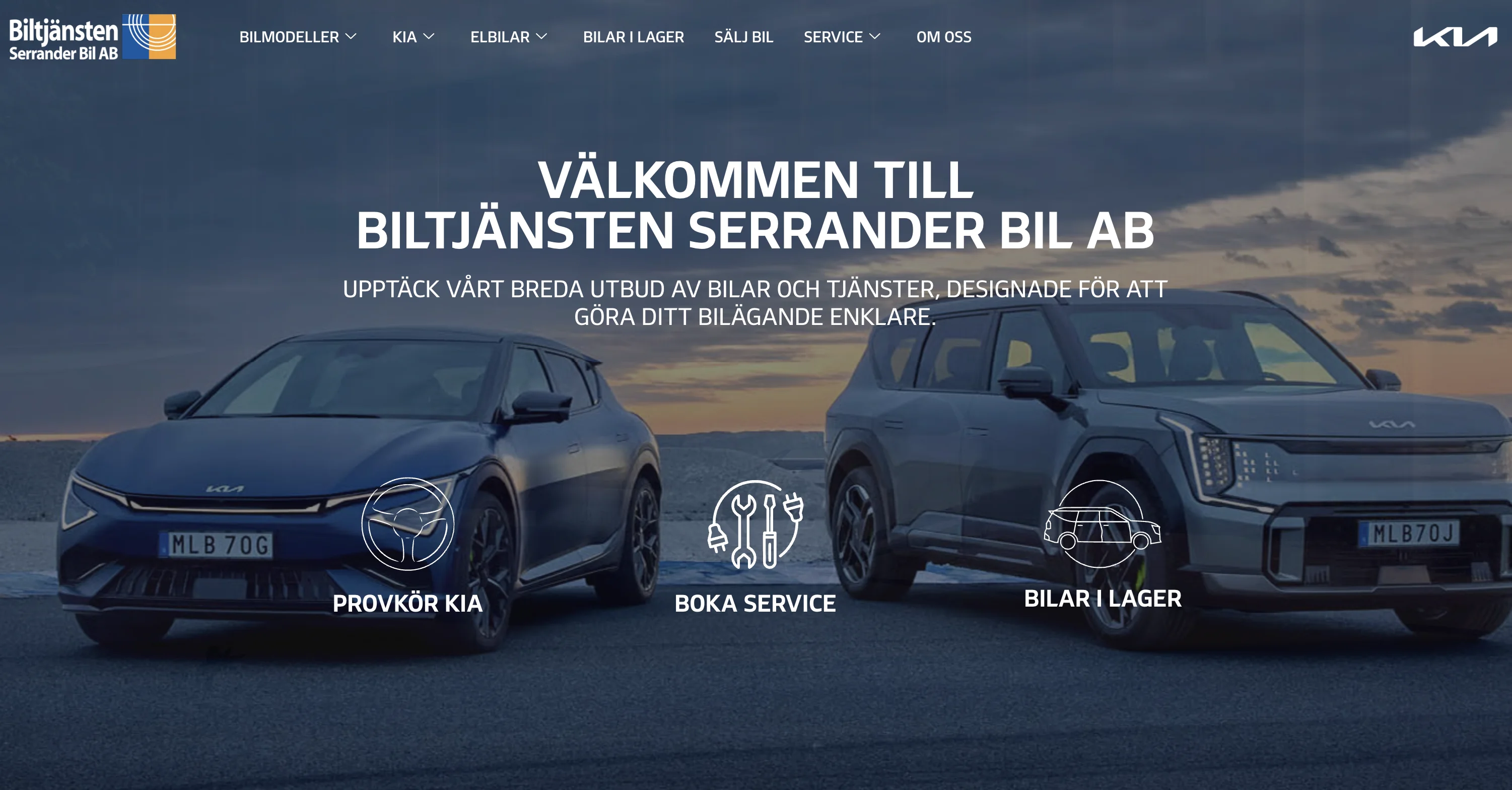 Biltjänsten Serrander Bil AB webbplats - Desktop 
