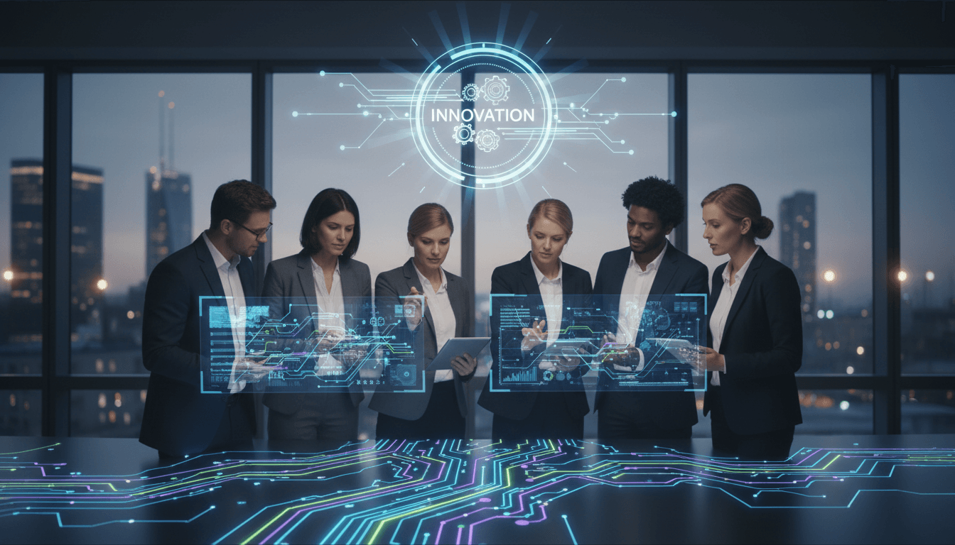 Kontor där människor och AI-assistenter arbetar sida vid sida