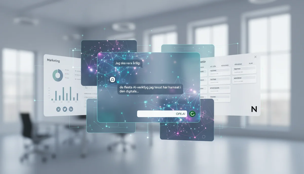 Samling produktivitetsverktyg: Otter.ai, Notion AI och Grammarly