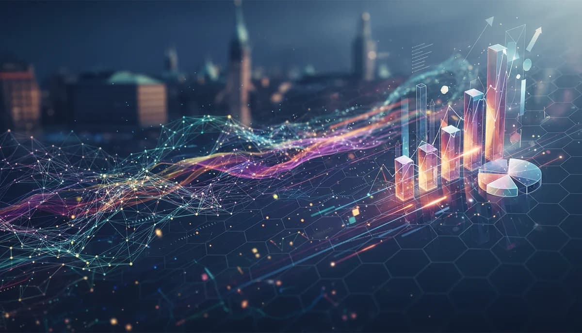 Kristallkula och prognosgraf för AI-utvecklingen 2025