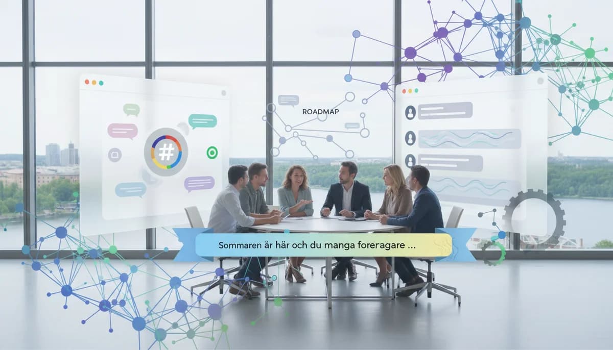 Illustration som visar AI och ChatGPT med Slack och ChatGPT i modern affärsmiljö