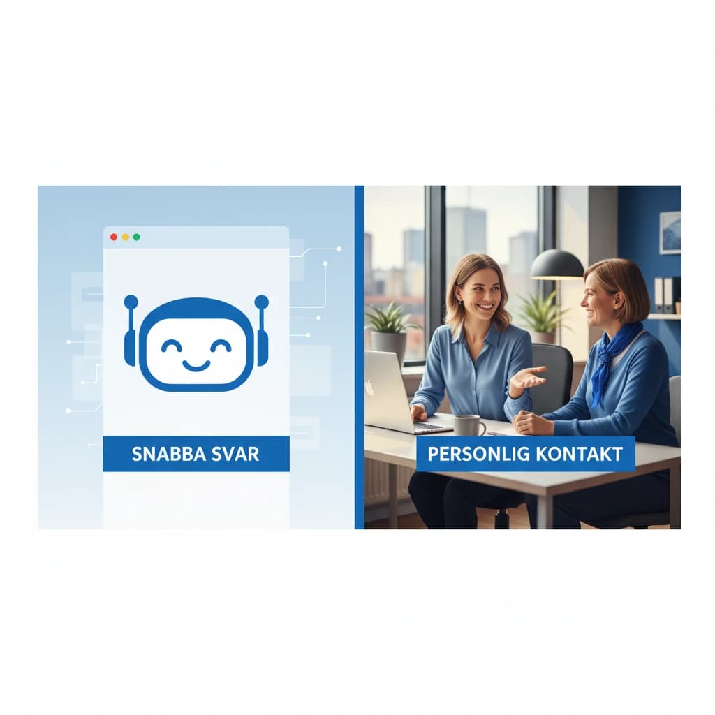 Illustration som visar balans mellan AI-automation och personlig kundservice