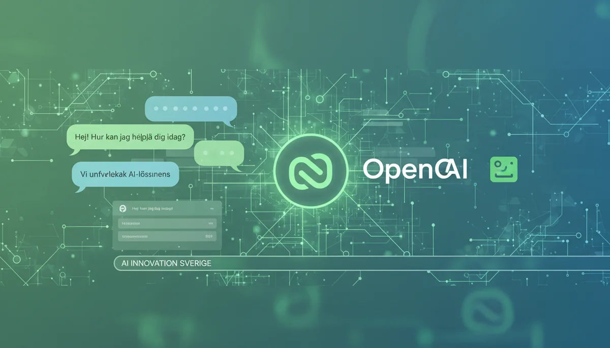 ChatGPT-logotyp och svensk flagga symboliserar AI-lanseringens inverkan på svenska företag